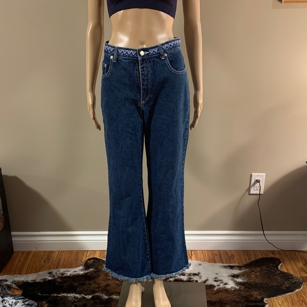 NWOT GASOLINE Women's Blue Jeans wide leg distressed 28